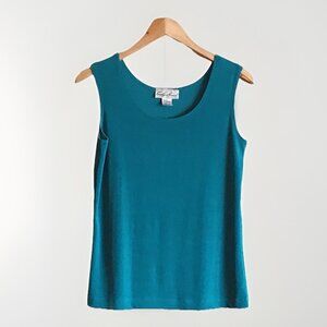 Carolyn Strauss Teal Top‎ Women’s size XS Scoop Neck Slinky Sleeveless